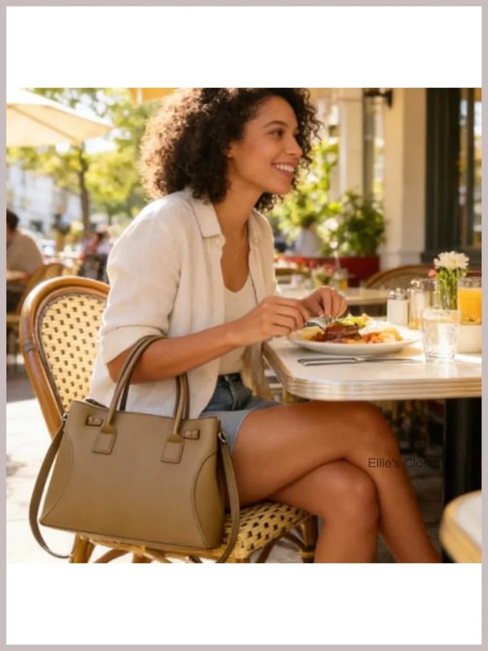 Women's Medium Work Satchel Tote Vegan Leather Shoulder Handbag Twist Lock